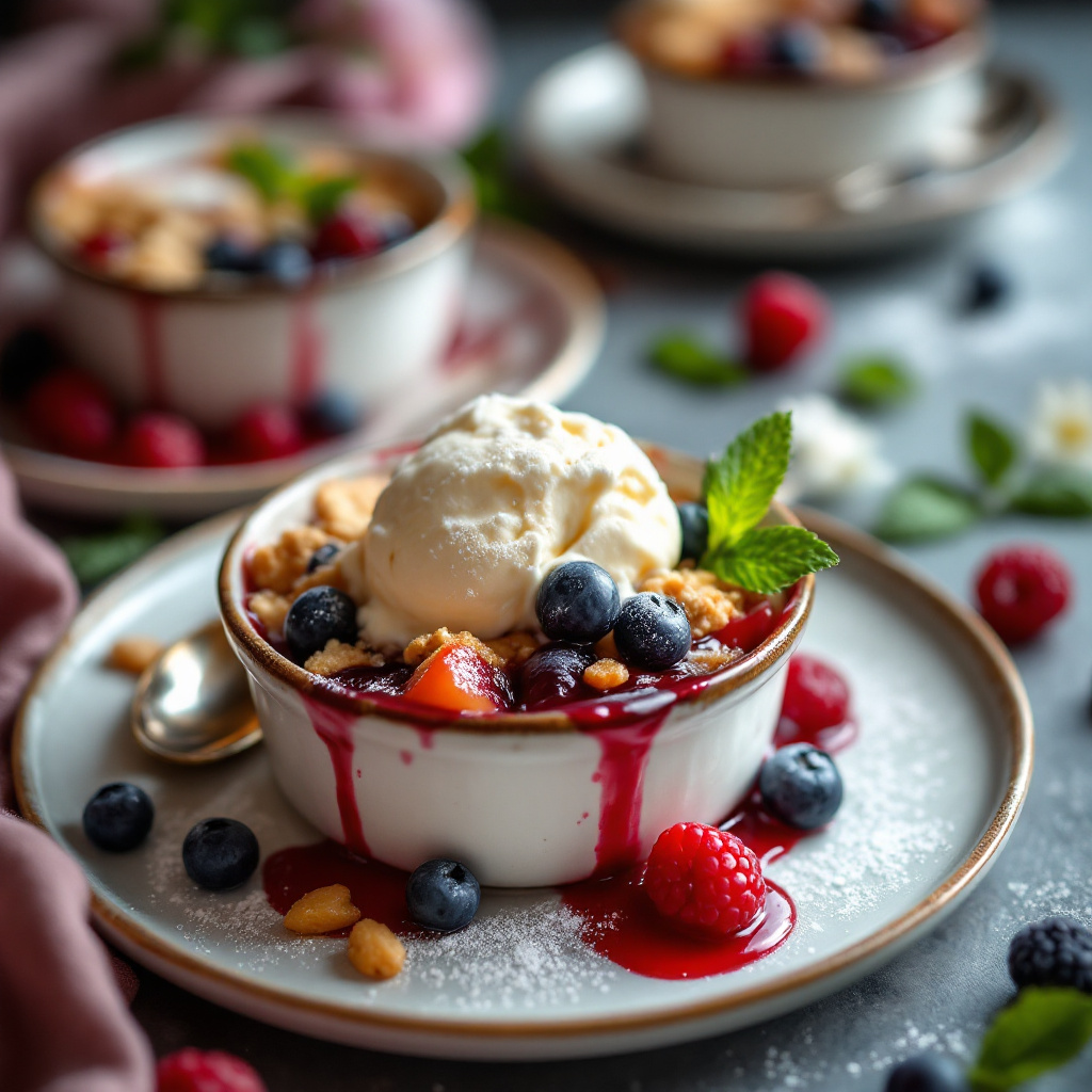 Berry Crumble with Vanilla Bean Ice Cream